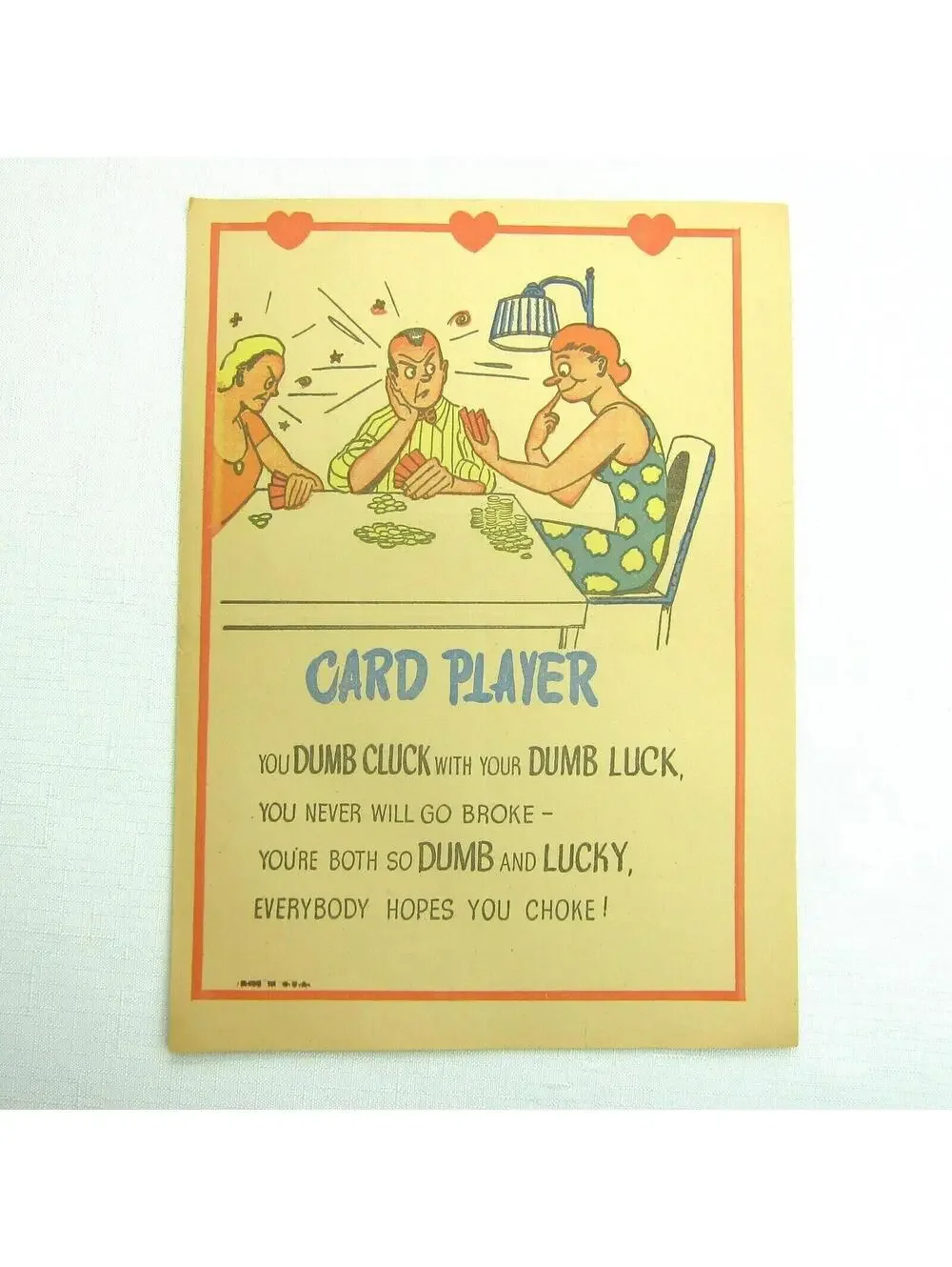 Vintage Vinegar Valentine Card Player Penny Dreadful Sarcasm Insult Ephemera